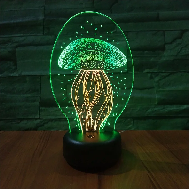 Jellyfish 2LED3D colorful small night light creative visual touch charging 3d atmosphere gift light jellyfish lamps