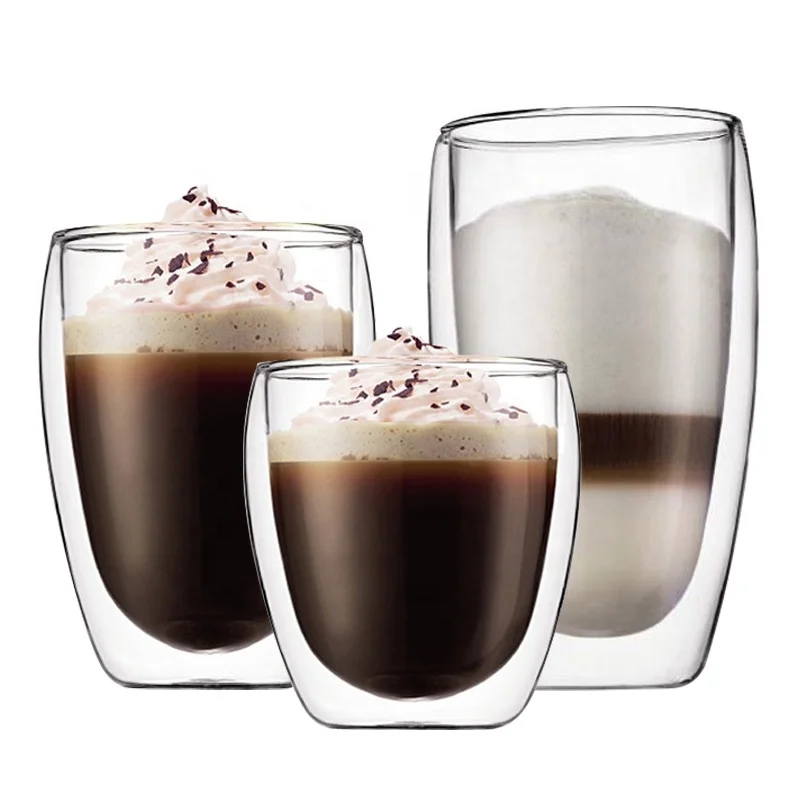 

Custom Logo Egg Shape Double Wall Borosilicate Glass Espresso Coffee Mug Tea Cup, Transparent