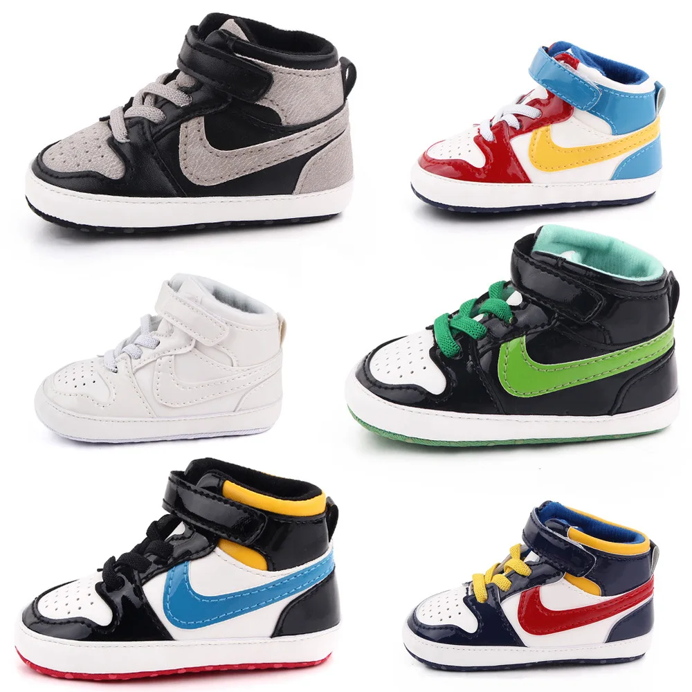 

Infant Toddler PU Leather Soft High-Top Sneaker Basketball Shoe baby casual shoes baby boy shoes, As pictures, or as customers' requirement.