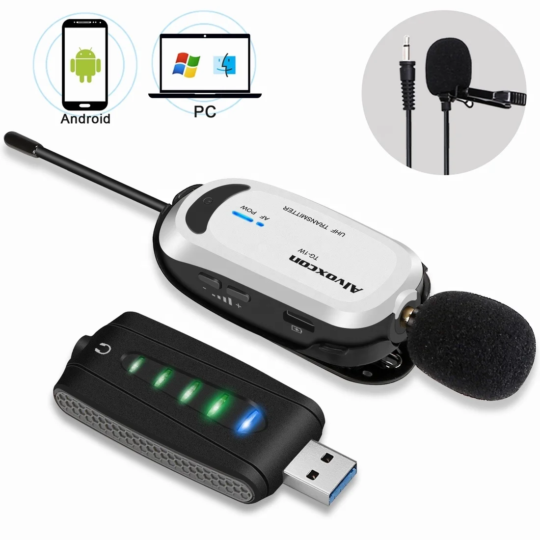 

Wireless USB Microphone for Computer,lavalier Mic System Lavalier Microphone Conference Microphone Portable Recording Singing Ce