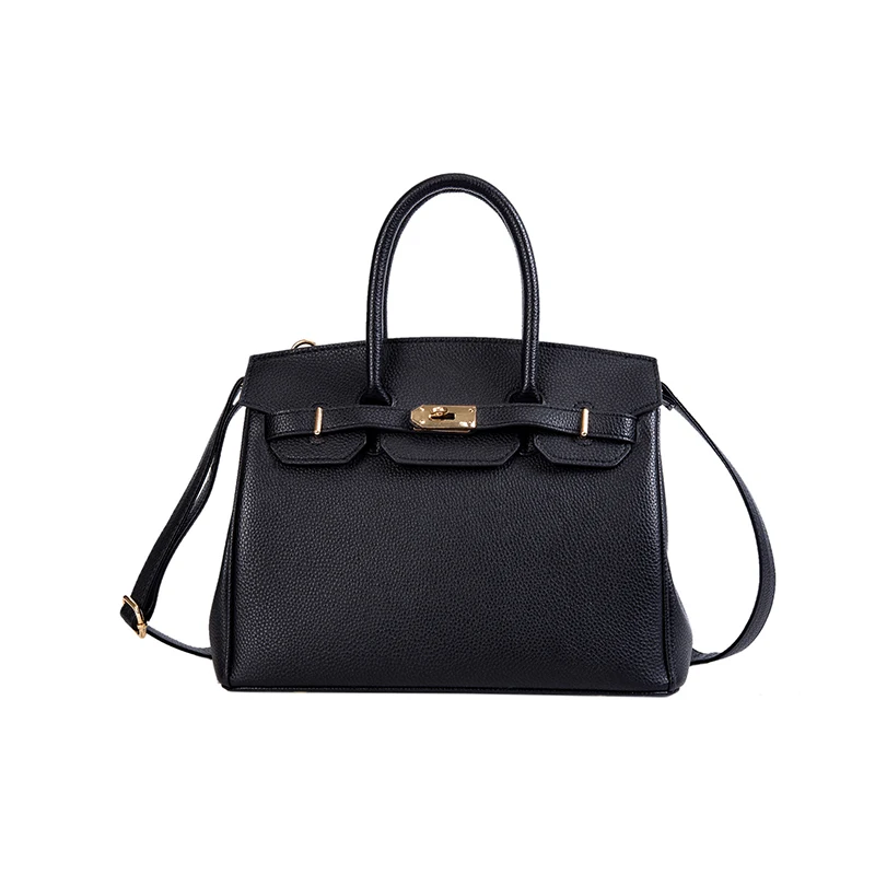 

2020 new lock handbag for women's handbag European and American fashion litchi pattern one shoulder oblique across platinum bag