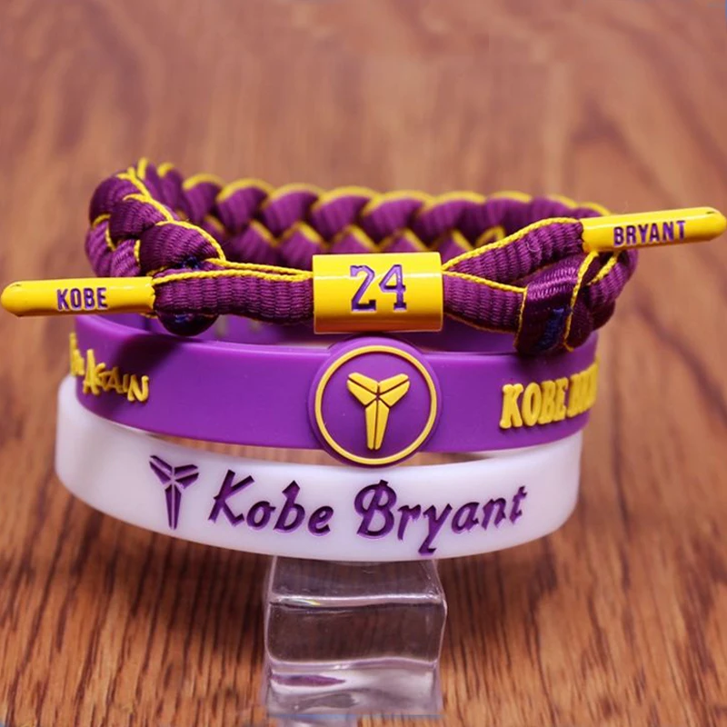 3 pcs per lot kobe bryant bracelets set kobe silicone bangle baller bands adjustable shoe lace bracelet