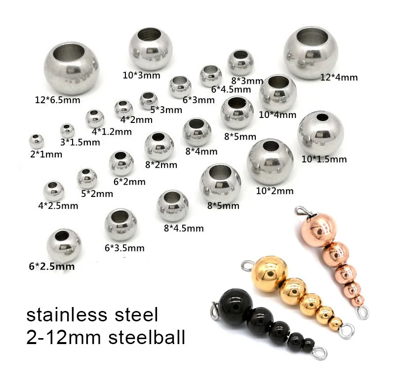 

stainless steel colorfast round Bead spacer gold/rose gold loose bead bracelet ornament gasket hand string accessories