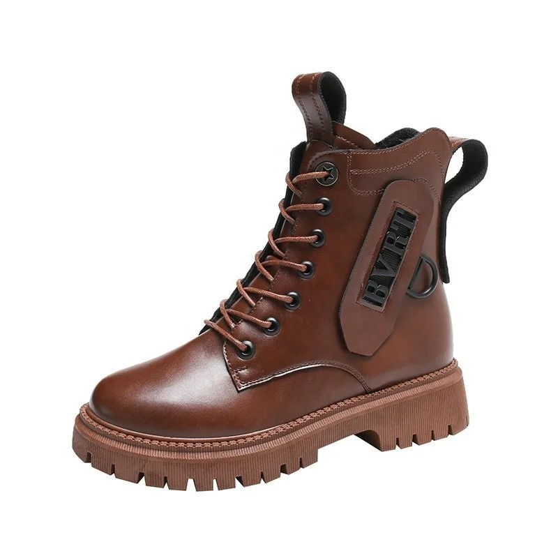 

Winter New Fashion Round Head Muffin Heel Short Boots Ladies'S Casual Low Heel Short Boots With Short Plush