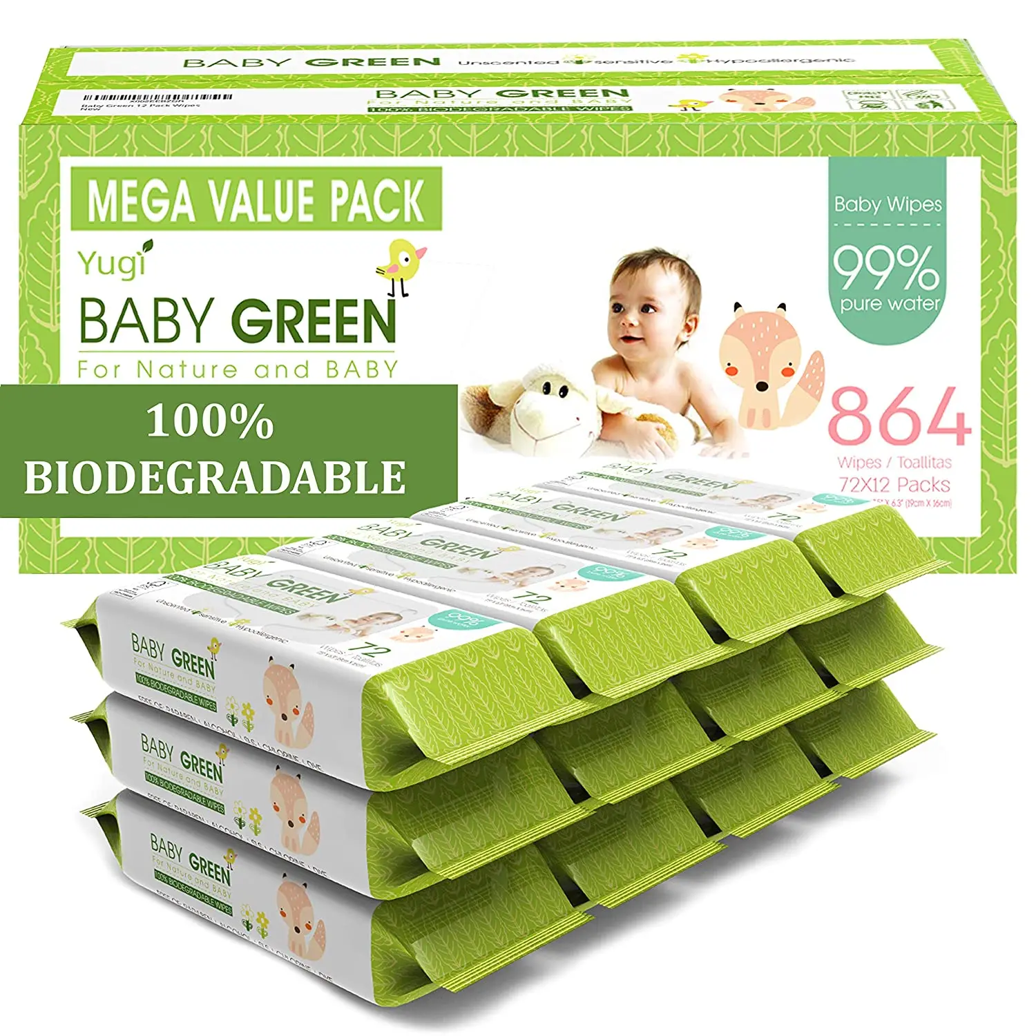 

Baby wipes with over 99% pure water, gentle plants, and fragrance-free durable wipes Body wipes