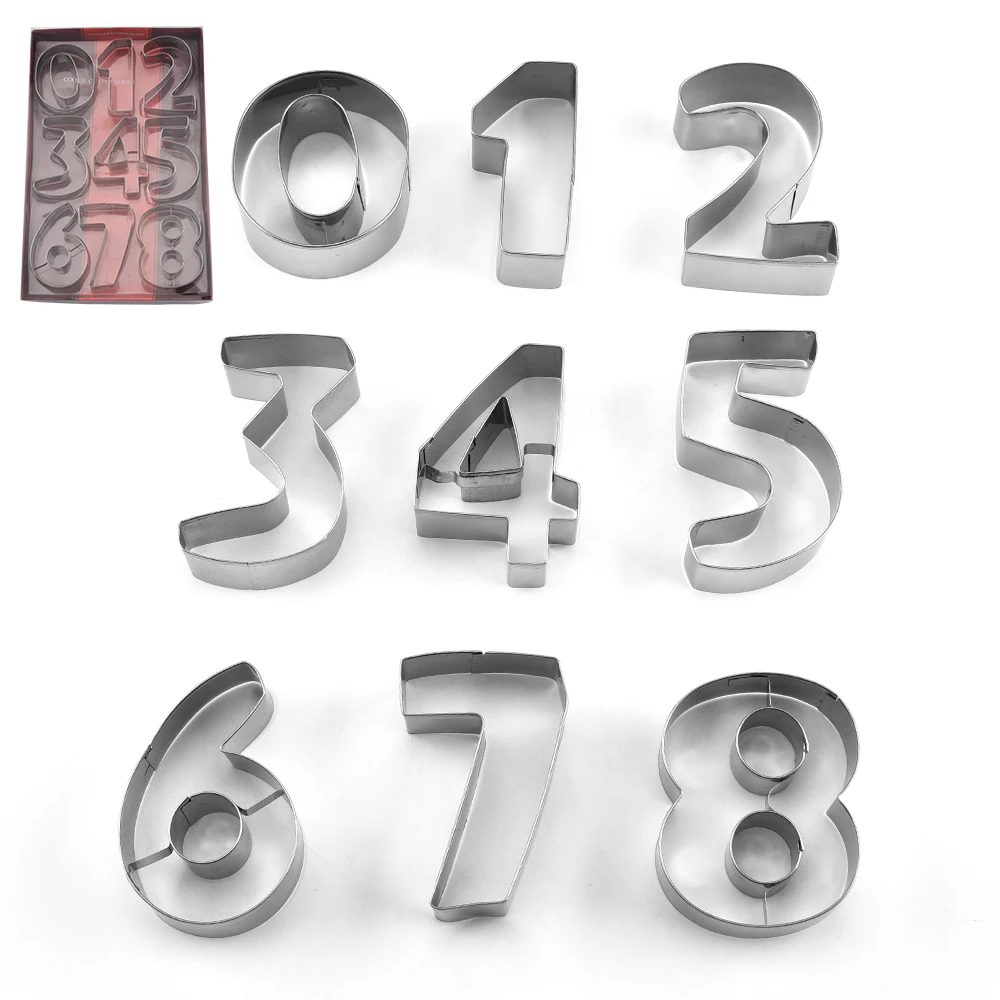 

Stainless steel number cookie cutter set of 9,Biscuits Stainless Steel Cutter Set of 9