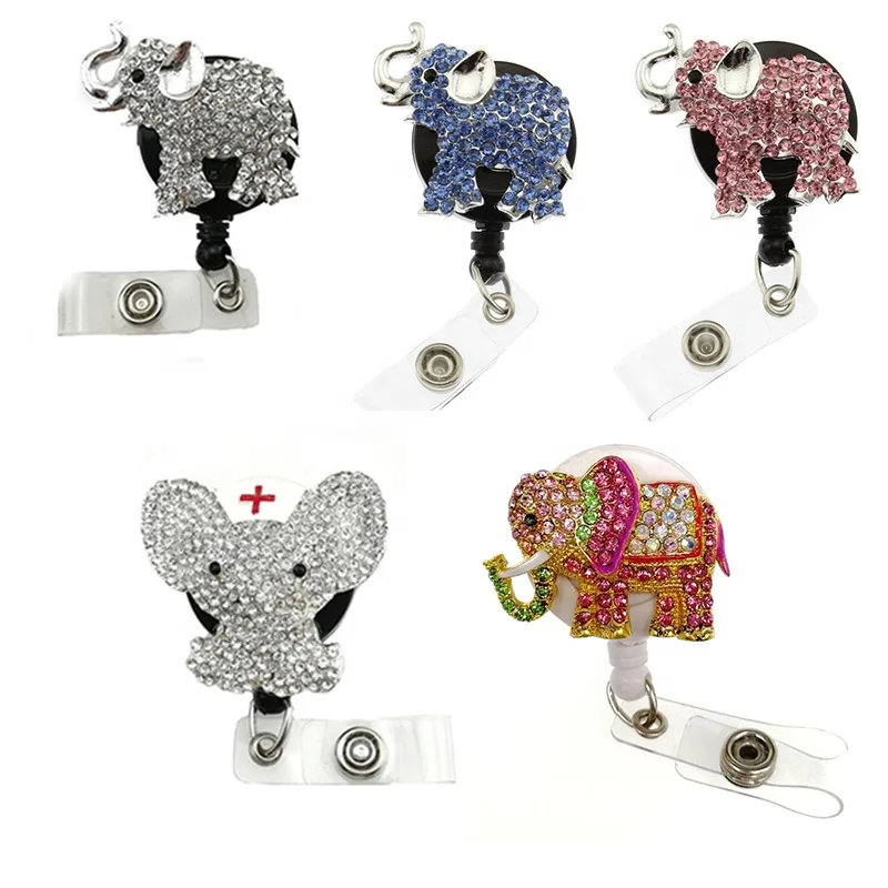 

Rhinestone Animal Elephant Retractable Badge Pull Reels Medical For Nurse Gifts ID Card Badge Holder Jewelry Accessories