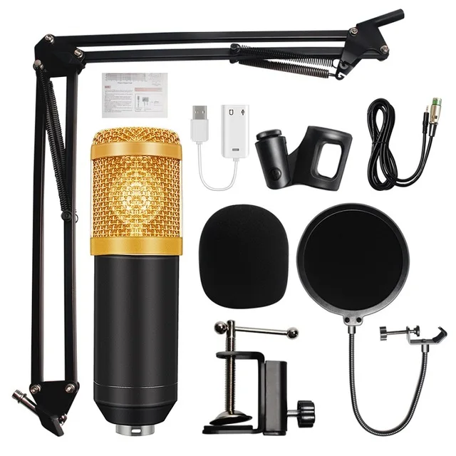 

BM-800 Condenser Audio 3.5mm Wired Studio Microphone Vocal Recording KTV Karaoke Microphone Set Mic W/Stand For Computer