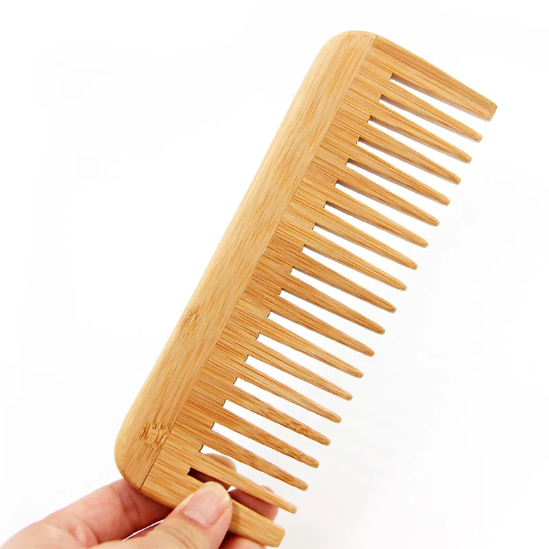 

Wholesale New Design 2023 Eco-friendly Custom Logo Bamboo Wide Tooth Comb With Logo Bamboo Afro Hair Large Comb