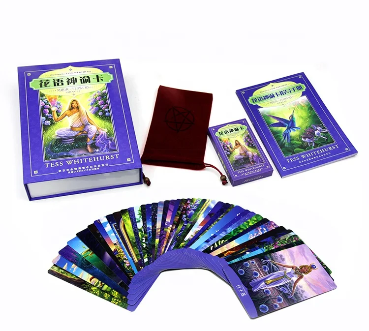 

Custom Top Quality Gold Gilt Edge Printing Tarot Oracle Card Deck with Book and Box Wholesale