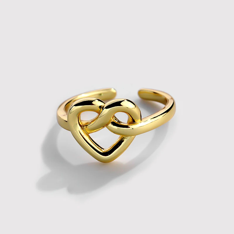 

Damila Women Fashion Silver 925 Gold Plated Twisted Heart Shaped Ring Jewellery