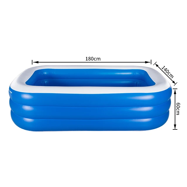 

three layer printed or blue family adult durable inflatable pool Summer children's rectangular swimming pool game pool