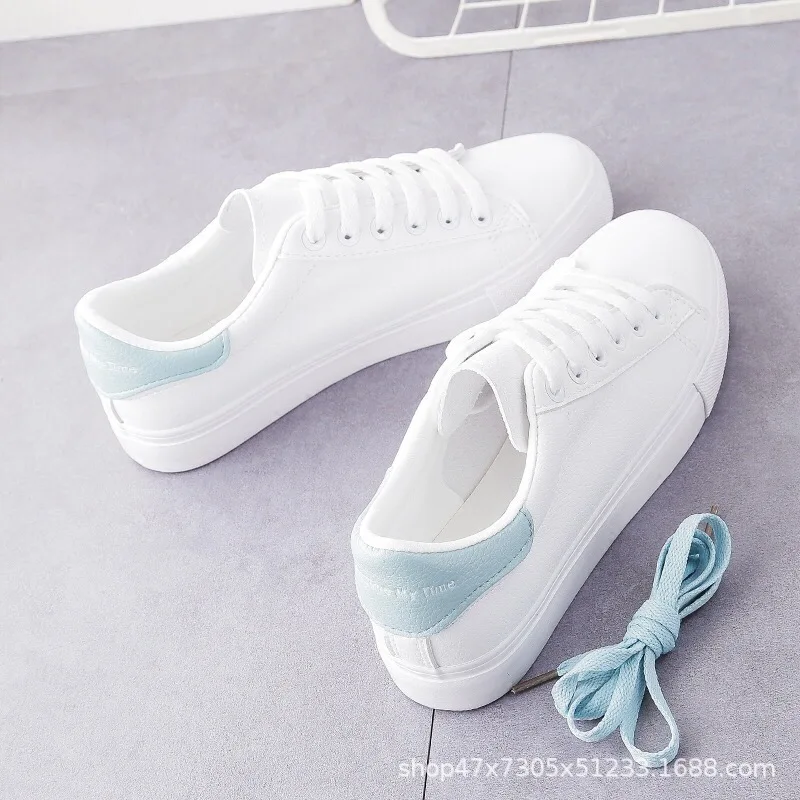 

Multicolor artificial leather simple versatile walking comfortable white shoes women shoe