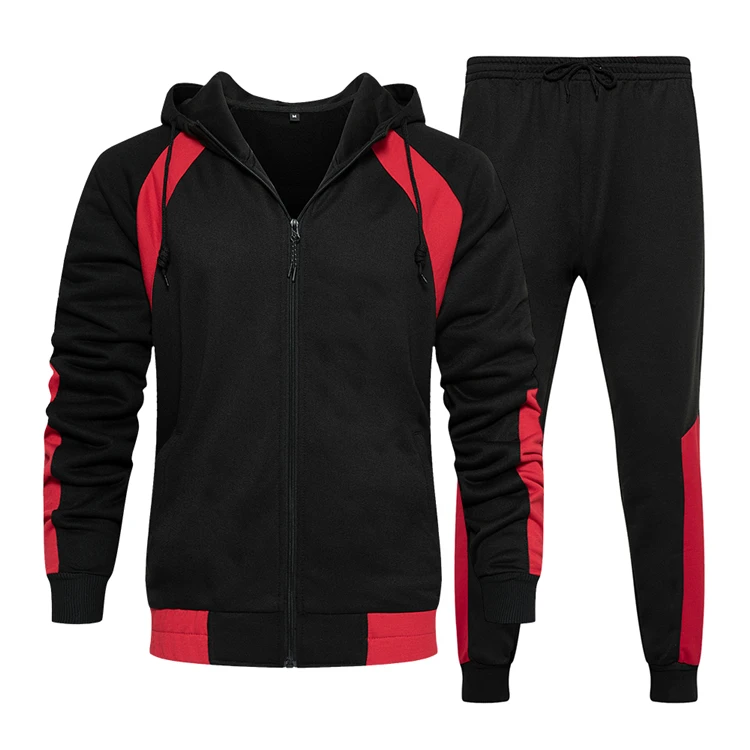

Hot Sale Fall Winter Zip Up Hoodies Five Pockets Sweatsuit 2xl Patchwork Two Piece Jogger Sets Custom Logo Mens Casual Tracksuit, As picture