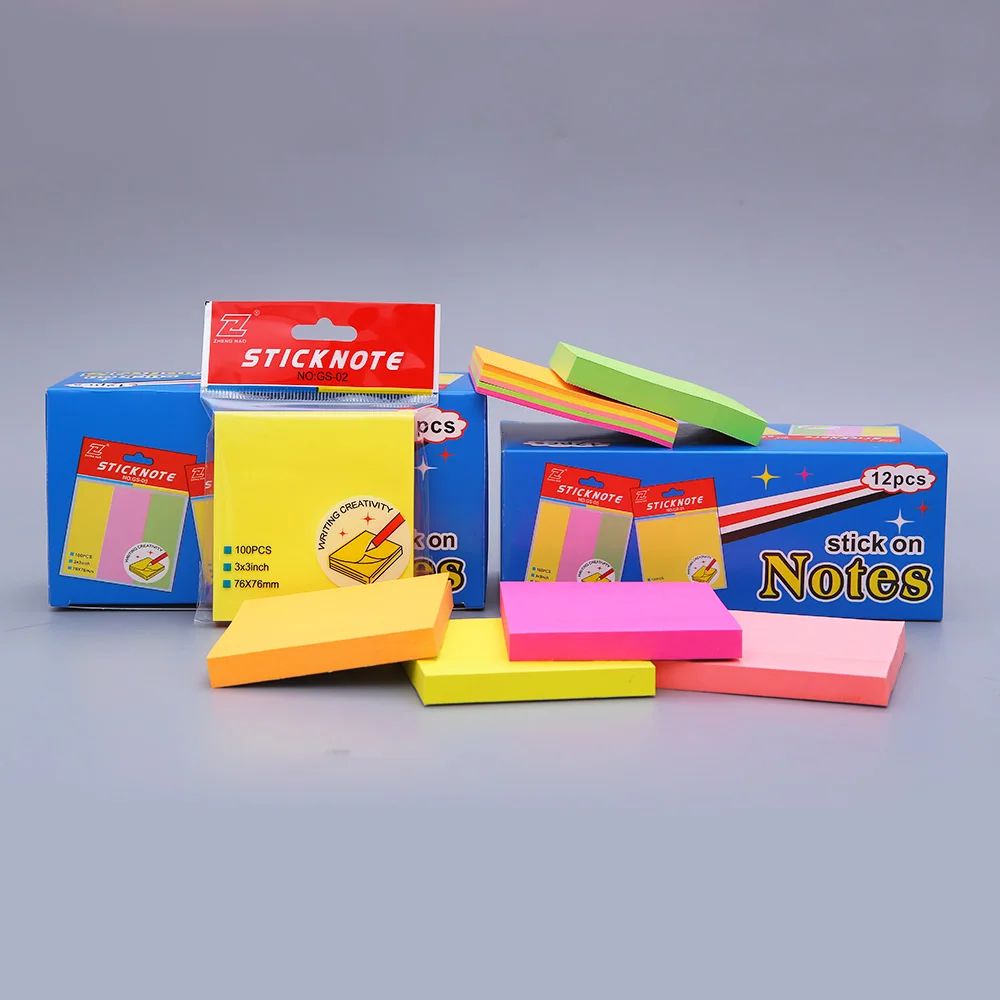 Download 100 Sheets Per Pad 3x3 Inches Square Neon Rainbow Color Fluorescent Paper Gum Sticky Note - Buy ...