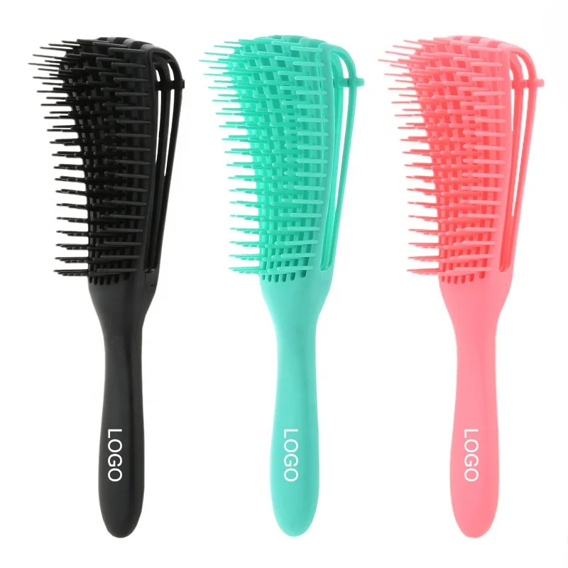 

Women's Detangling Brush Plastic Handle Vented Eight Rows Octopus Comb Spare Ribs Hair Brush for Curly Hair