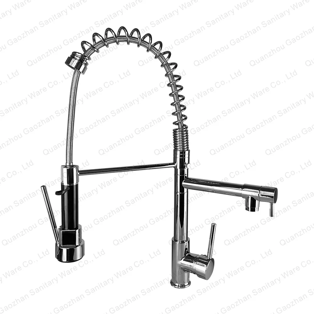 

MCBKRPDIO Contemporary Brass Chrome Spring Loaded Kitchen Sink Mixer Tap Pull Out Kitchen Faucet