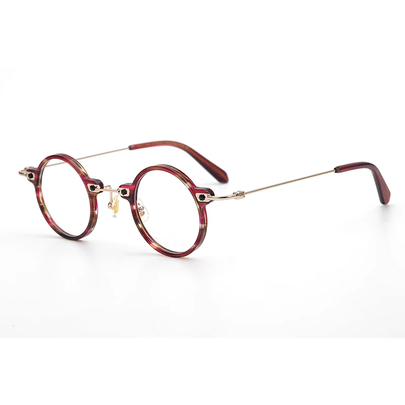 

Fashion Metal Eyewear Optician Glasses 2021 Round Acetate Eyeglass Frame