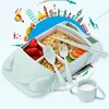 Reusable Bamboo Fiber Children Cute Tableware Bowl Plate Spoon Fork Sets Gift