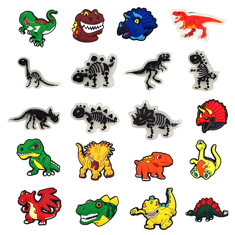 

NEW Assorted Dinosaur Designs Available Promotional Clog Shoes Decoration Charms PVC Shoe Charms For Croc charms