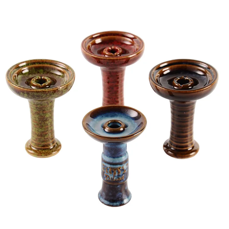 

2021 Newest Shesha and accessories fashion hookah ceramics bowl Egyptian Hookah Ceramic One Hole Phunnel Bowl Hookah Head, Clear