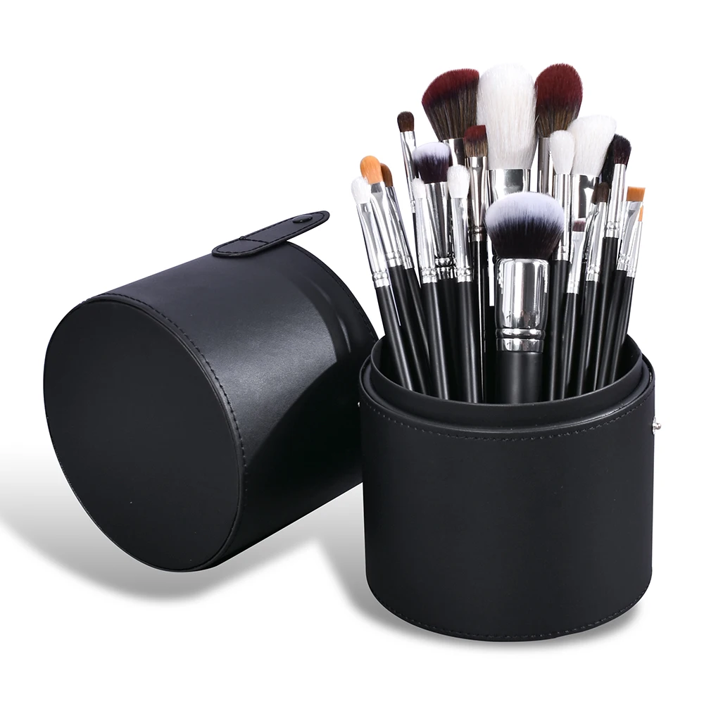 

BUEART Hot Luxury Sexy Little Waist Cosmetics Makeup Brush Set Private Label Beauty Tool 9pcs Real Natural Hair Black Makeup, Black brown with private label