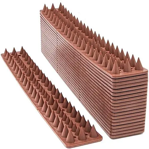 

PACK OF 10 Plastic Anti Cat and Bird Deterrent-Outdoor Pest Keep Off,Plastic Deterrent Anti Theft Climb Strips Defender Spikes, Brown