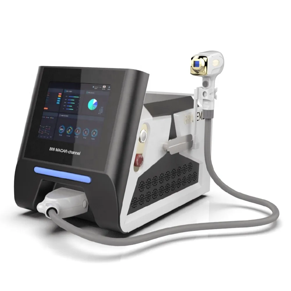 

high quality 3 Wavelength 755 808 1064nm portable diode laser powerful painless hair removal machine, Black