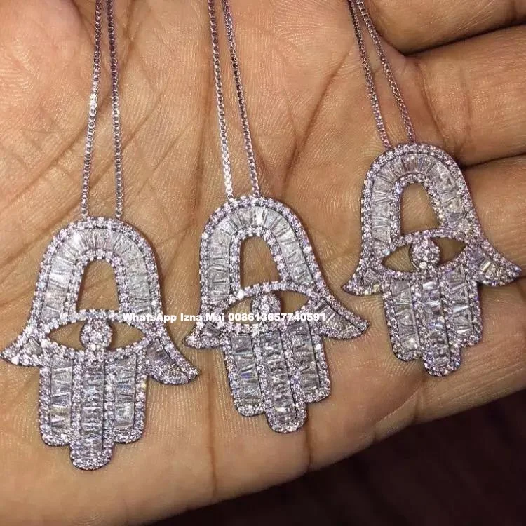 

iced out cz hamsa hand necklace