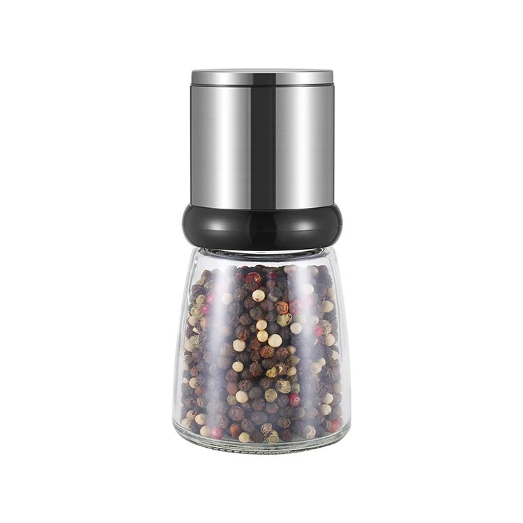 

Salt and pepper mill ceramic adjustable refillable 18/8 stainless with ceramic core burr glass bottle, Customized color