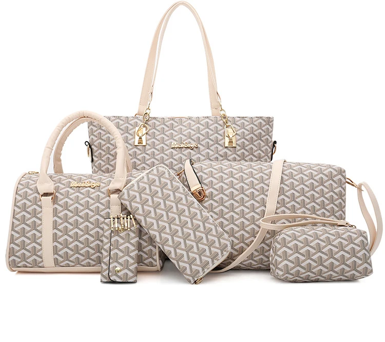 

Female Designer Shoulder Bag Vintage Printing 6pcs/set Purse And Hand Bags For Women Luxury Handbag Composite Bag Set, Red,blue,black,brown,white