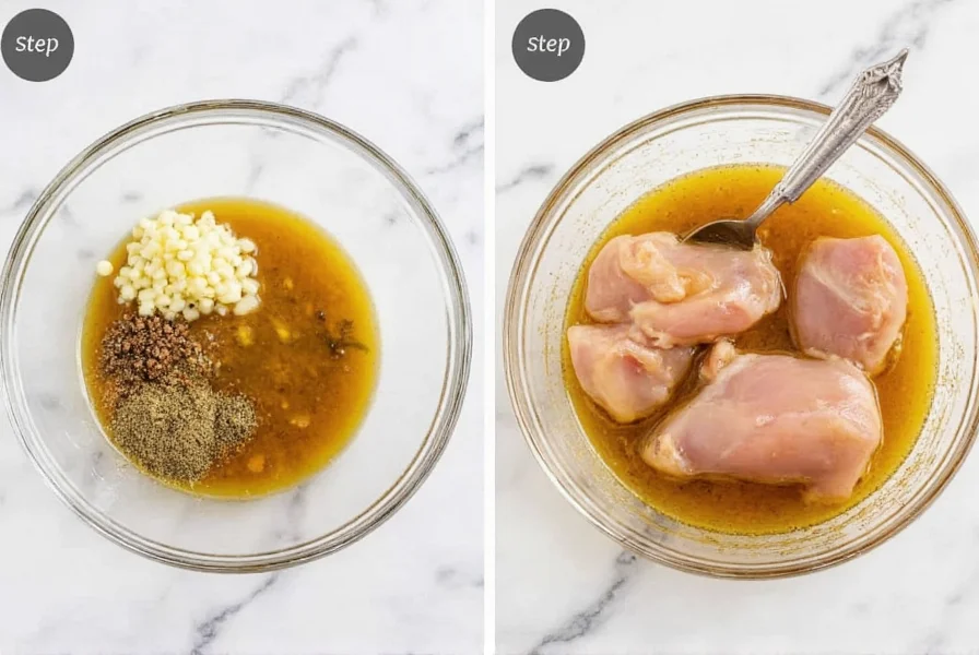 Zitronen-Pfeffer-Marinade in Schüssel mit frischen Zutaten