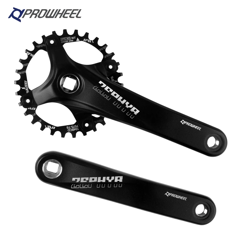 

Prowheel mtb bicycle crankset 104BCD square hole 170mm 175mm mountain bike crank 32T 34T 36T 38T round narrow wide sprockets, Black