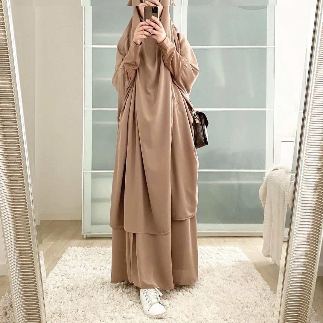 

Yiwu Manufacturer 2021 latest Well Made prayer dress for muslim women 2 piece nida jilbab ramadan dress