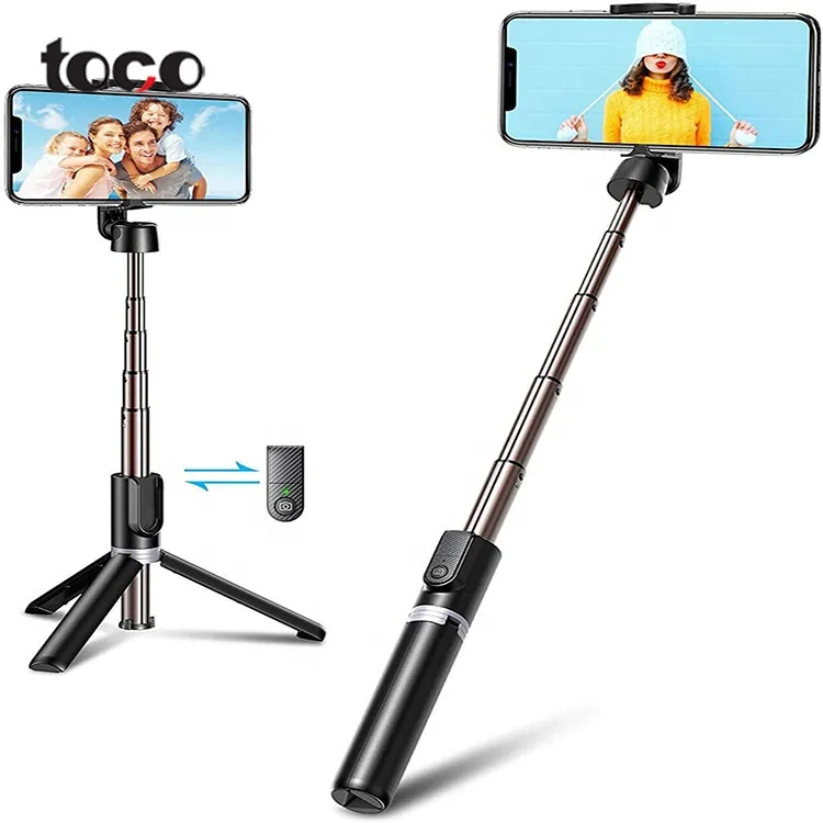 

toco Handheld Telescopic Portable Wireless Bluetooths Remote Selfie Stick Tripod automatic selfie stick, Black white other