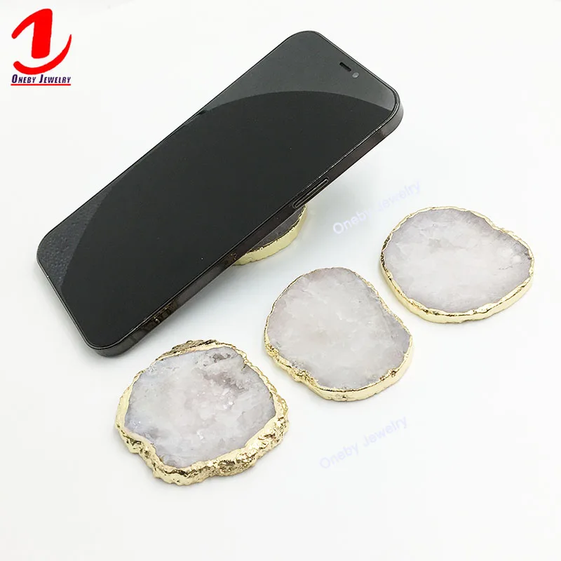 

Irregular Druzy White Waterproof New Desk Lazy Foldable High Quality Plastic stand Funny Grip Bracket Cell Mobile Phone Holder