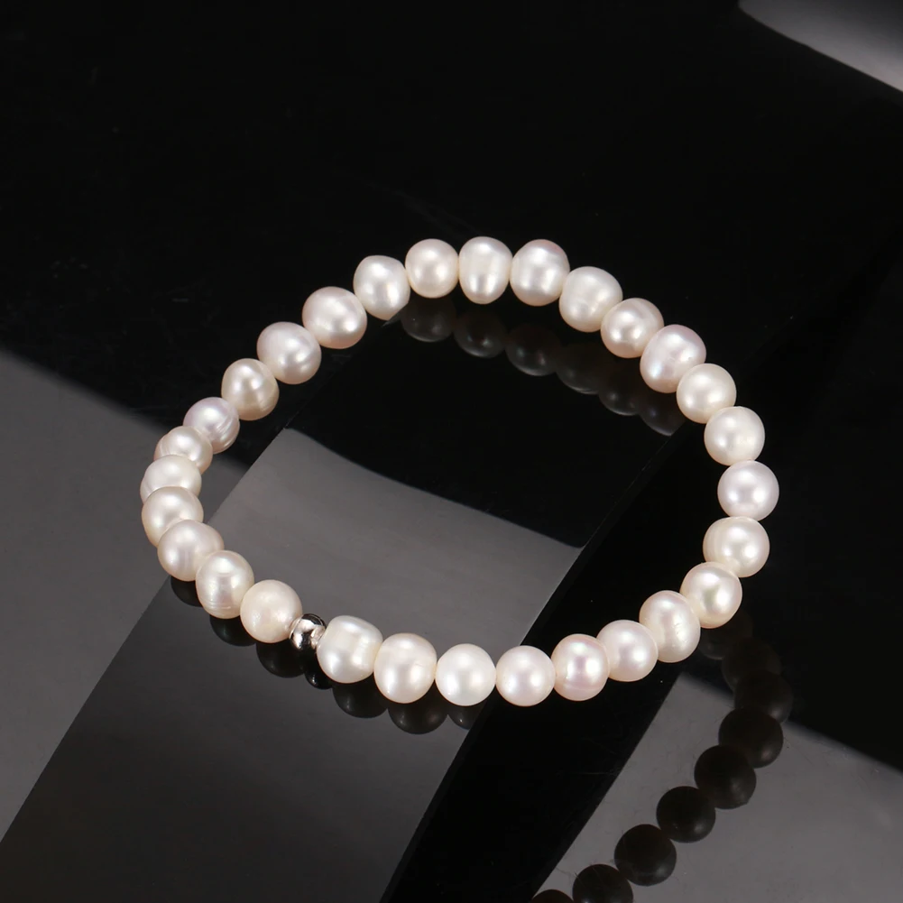 

7 Inches 925 Sterling Silver Jewelry 6-7mm Cultured freshwater pearl bracelet wholesale women for jewelry making diy adjustable