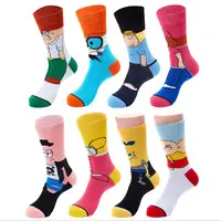 

2020 high quality wholesale funny novelty crew men sublimation cool happy cartoon comics socks