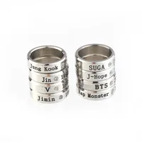 

Bangtan Boys BTS Ring Stainless Steel KPOP Jung Kook Jin J-Hope Member Name Big Fan Ring