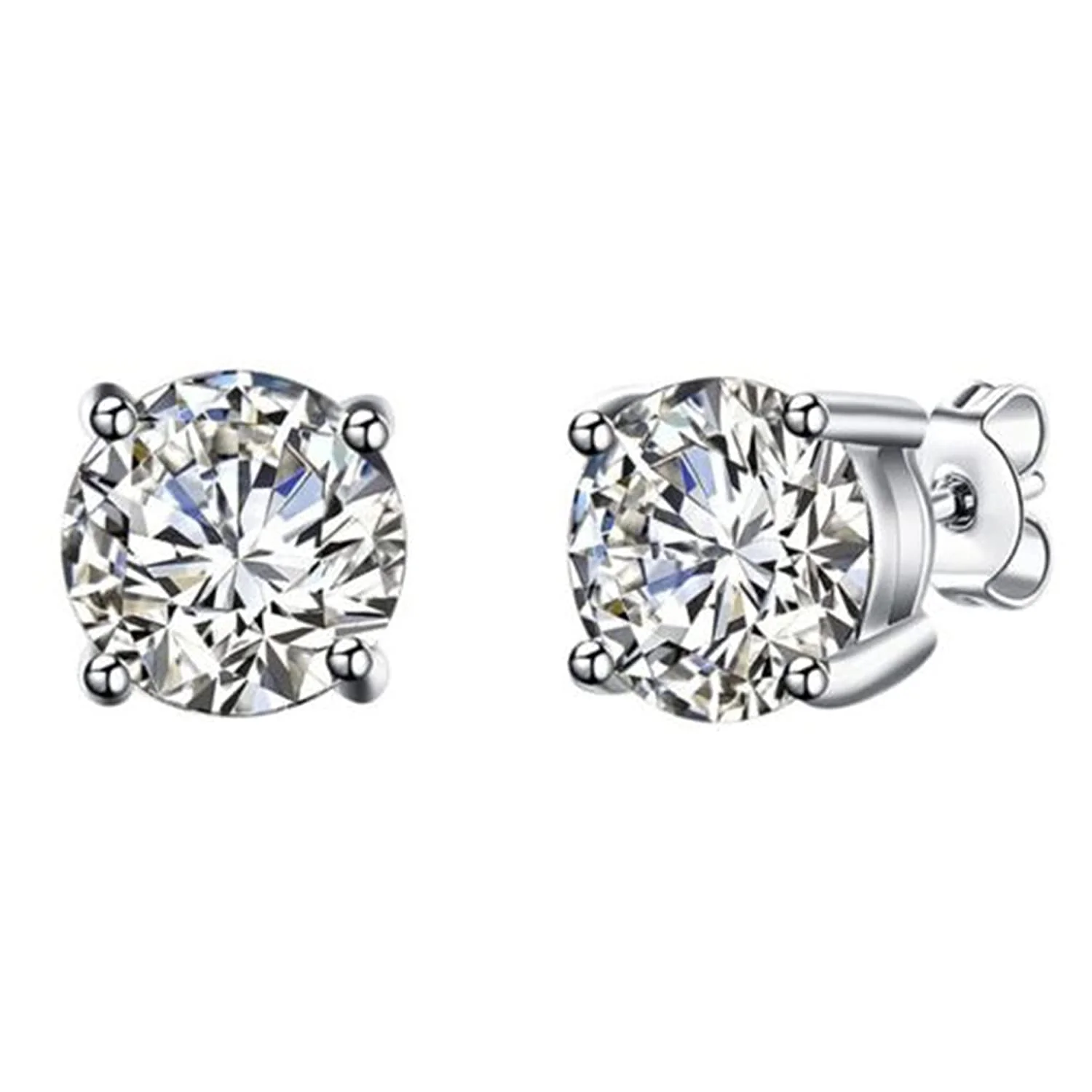 

classic and simple design round brilliant cut 0.5ct 1ct 2ct moissanite diamond gold stud earring