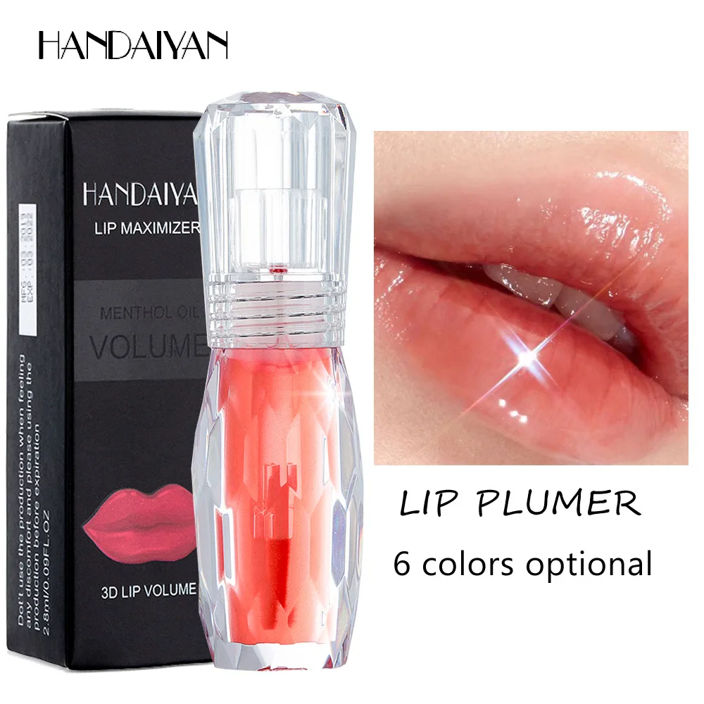 

HANDAIYAN Natural Mint Plump Moisturizing shiny Lip Gloss 3D Volume Crystal Jelly Color Toot Lip gloss, 6color