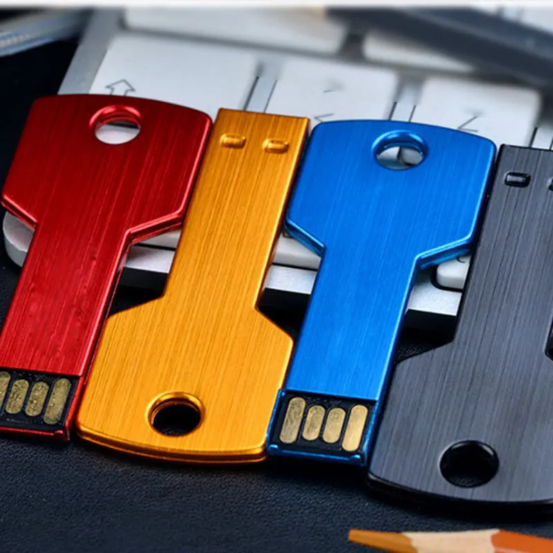 OEM Custom Metal USB Key Shaped Pen Drive 8GB 16GB 32GB Support 2.0 Key Flash Memory USB Stick - ANKUX.COM