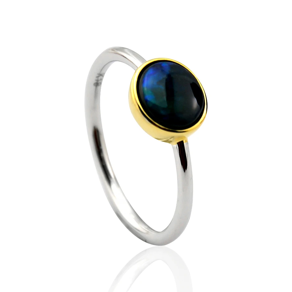 Custom 18K Gold Diamond Set Natural Opal Rings