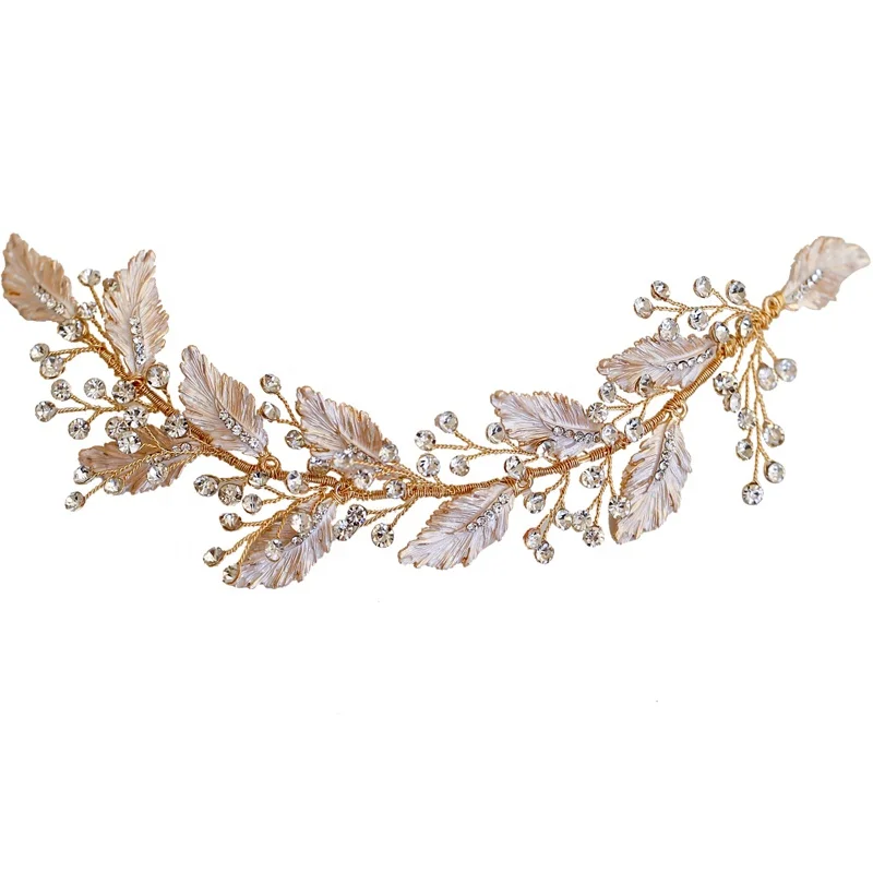 

Newest ETSY shiny rhinestone crystal leaves women headpiece bridal hair vine, Gold, silver, rose gold