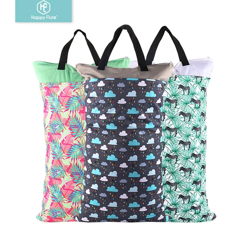 

Happyflute Two Zipper Diaper bags Waterproof Drawstring WetBags Hanging Wetbags, Plain color or printed