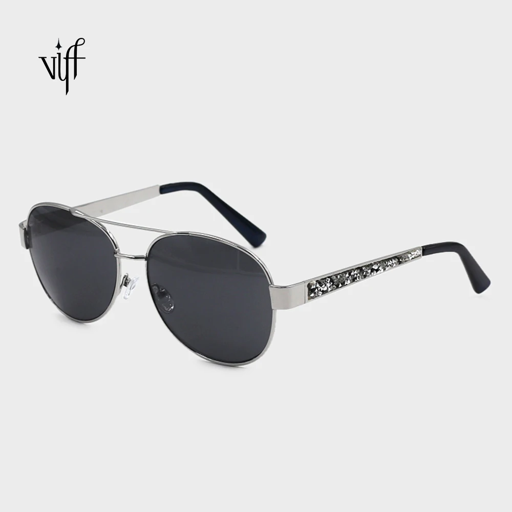 

VIFF HM15599 Aviation Designer Glasses Free Sample Pilot Sunglasses Oculos De Sol Men Aviation Sunglasses with Stone Temple