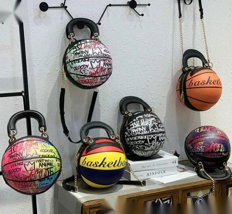 

New Graffiti Ball Purses Colorful Painted Graffiti Bags Handbag For Women Fashion Basketball Graffiti Bag