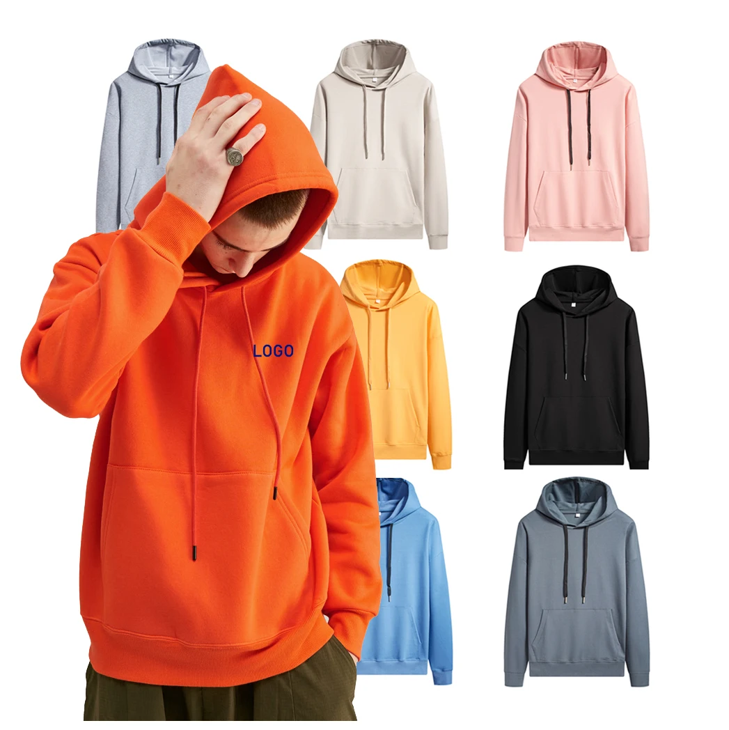 

2021 New Arrival Wholesale Clothing Fashion Pullover Plain Color Custom Logo Design Hoodie Fleece Knitted Jumper Hoodie Unisex, Apricot,pink,white,blue,orange,dark grey,grey,yellow,black