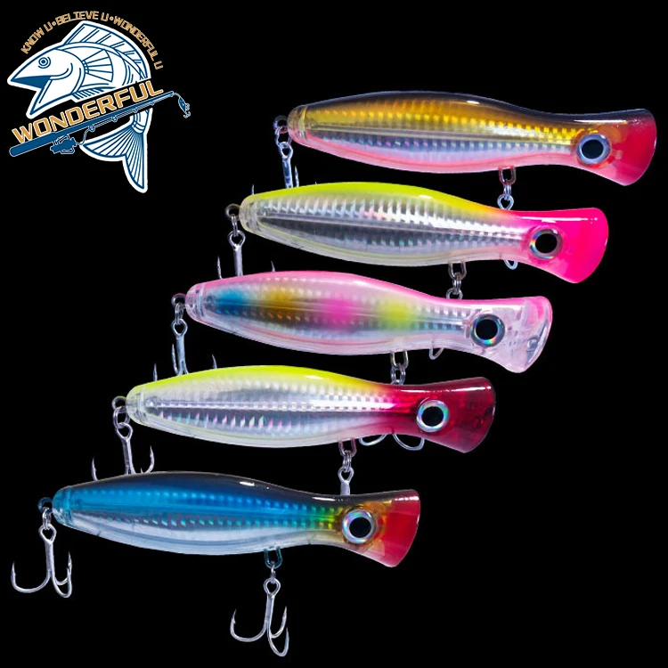 

Factory Price 40g 120mm Artificial Long Casting Big Game Seabass Wobblers Floating Hard Plastic Big Popper Lure, 5 colors