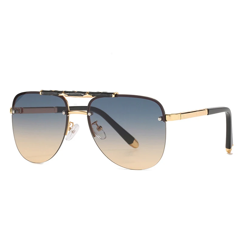 

2021 Newly Arrival Hot Style Fashion Retro Men Women Metal Rimless Big Frame Sunglasses Factory Designer